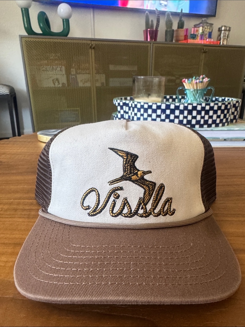 VISSLA Two-Tone Brown & Cream Mesh Trucker Hat